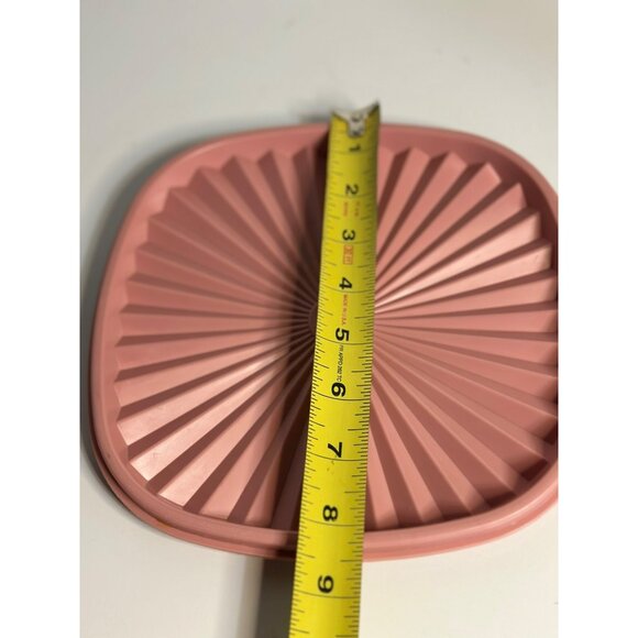 Vintage 80s Tupperware Square Sunburst Lid | Dusty Rose Pink Replacement 8.25" - Picture 4 of 4